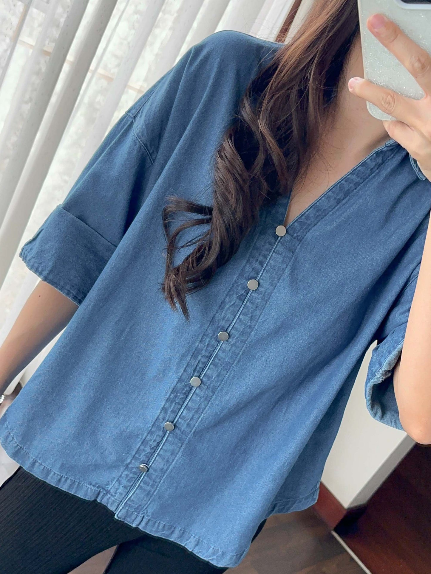 KANE DENIM TOP OVERSIZED TOP