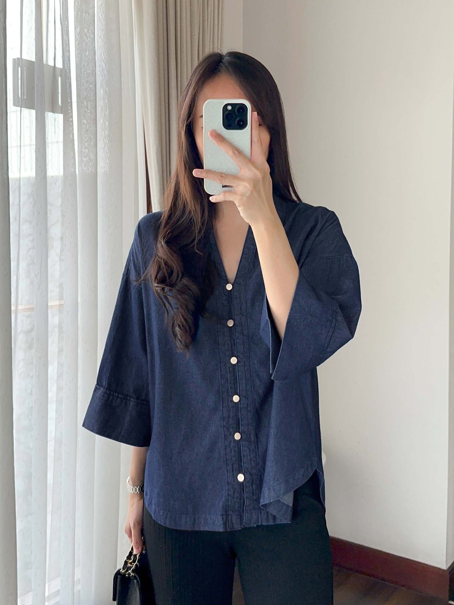KANE DENIM TOP OVERSIZED TOP