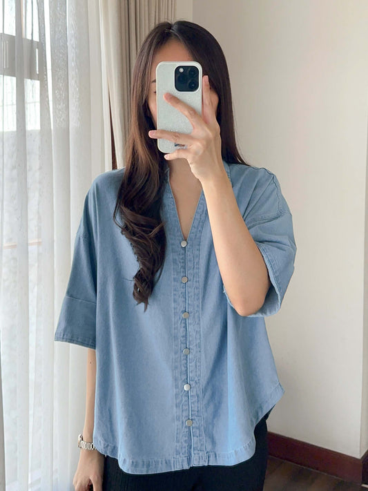 KANE DENIM TOP OVERSIZED TOP